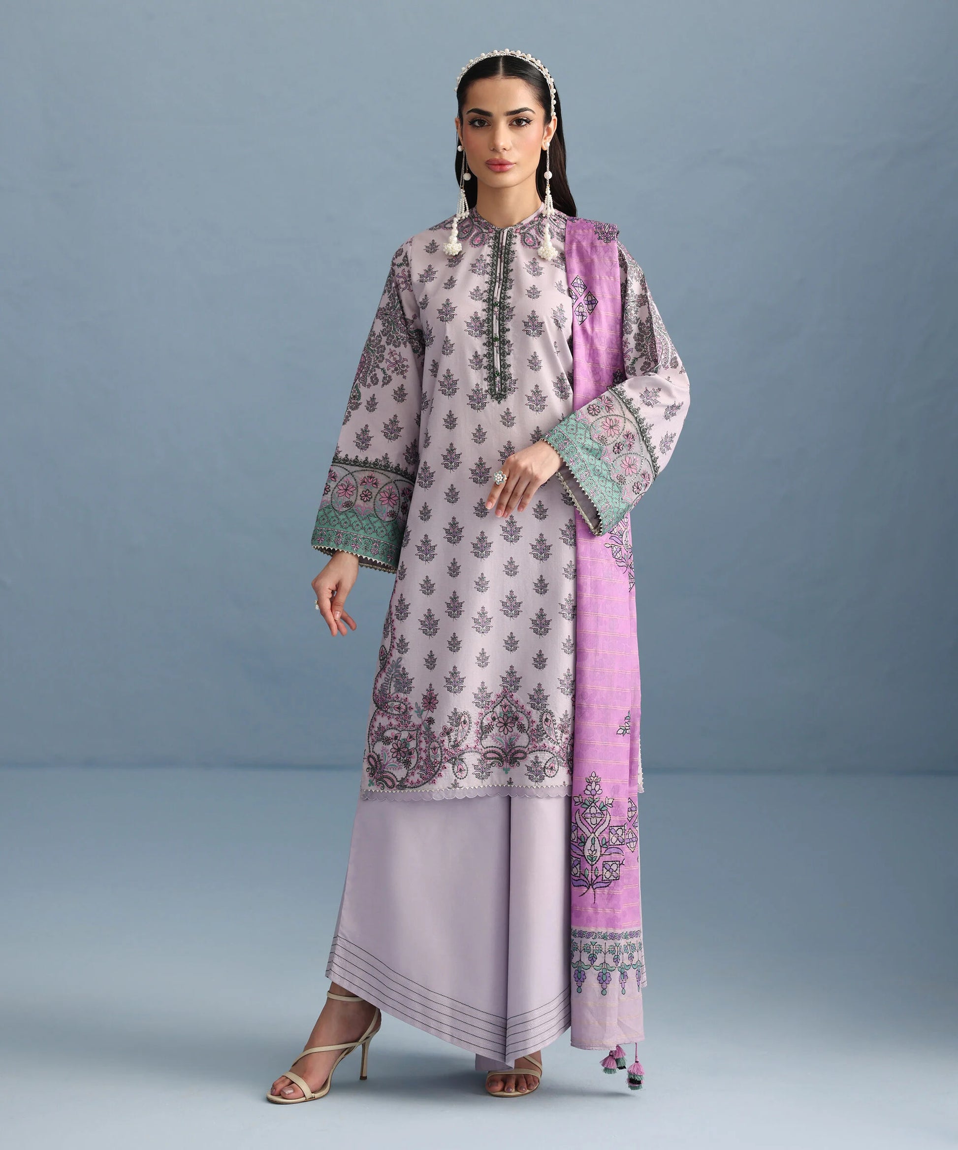 SAPPHIRE-3 Piece - Embroidered Lawn Suit-U3PESG25V538