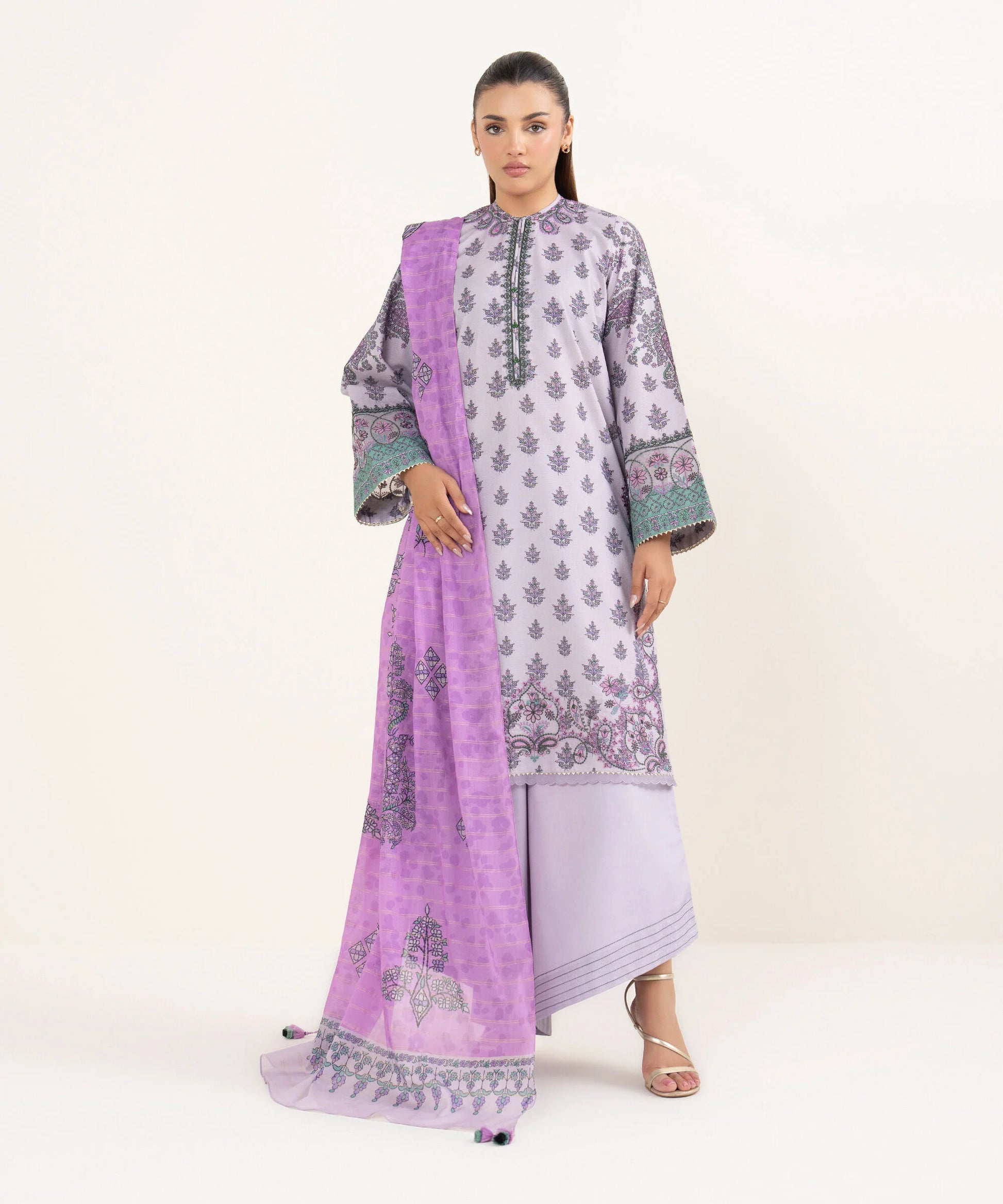 SAPPHIRE-3 Piece - Embroidered Lawn Suit-U3PESG25V538